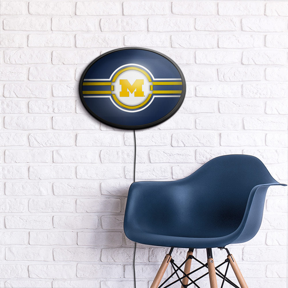 Michigan Wolverines Slimline Oval Lighted Wall Sign Room View