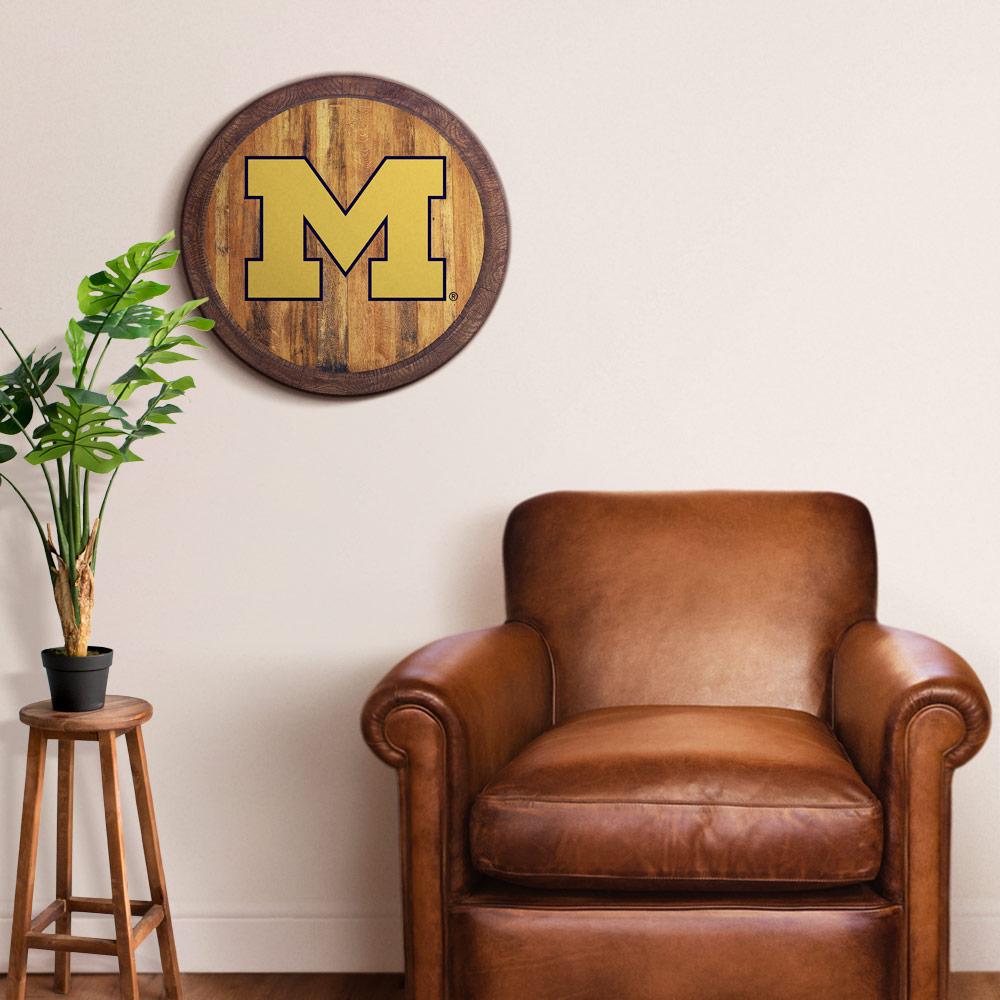 Michigan Wolverines Barrel Top Sign Room View