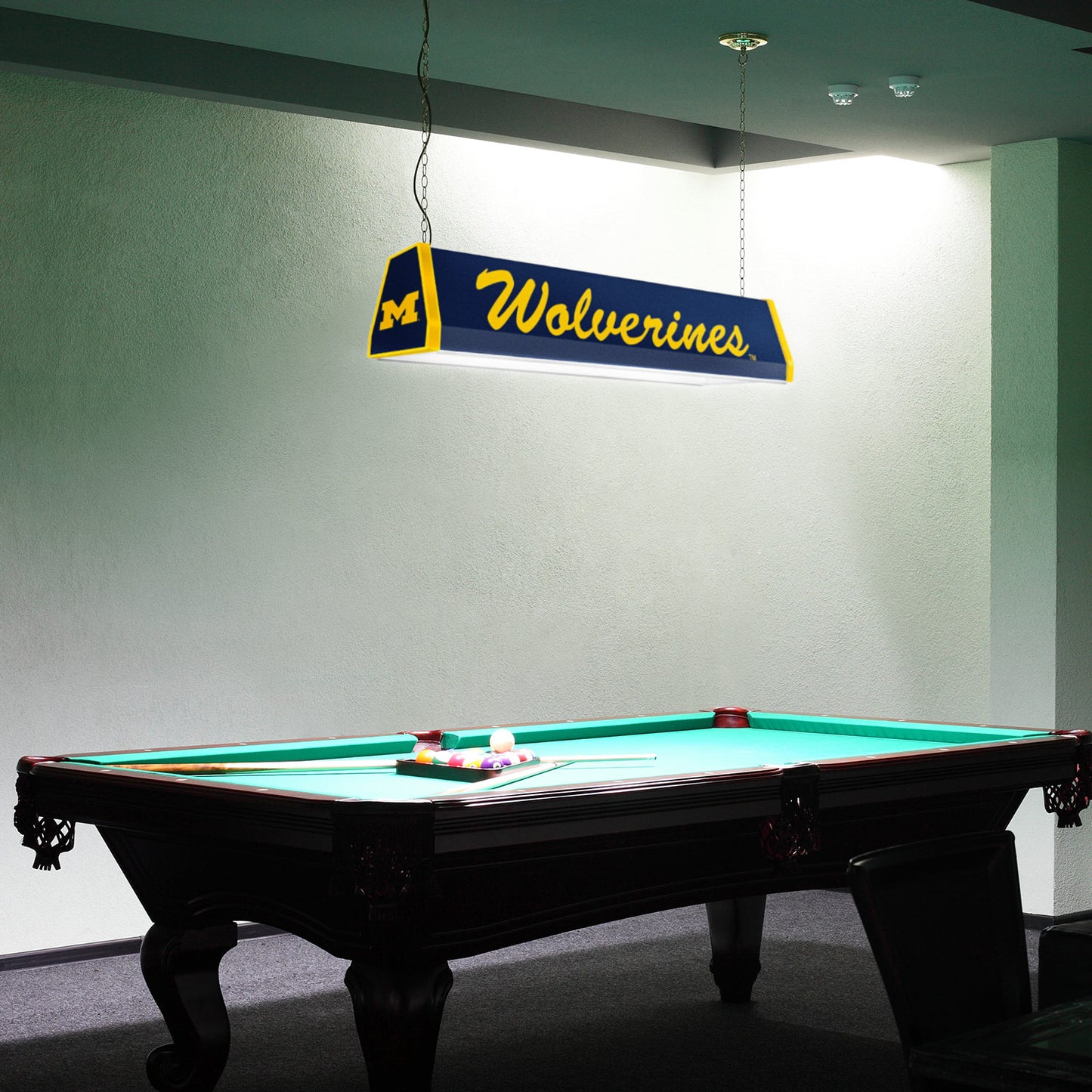 Michigan Wolverines Standard Pool Table Light Room View