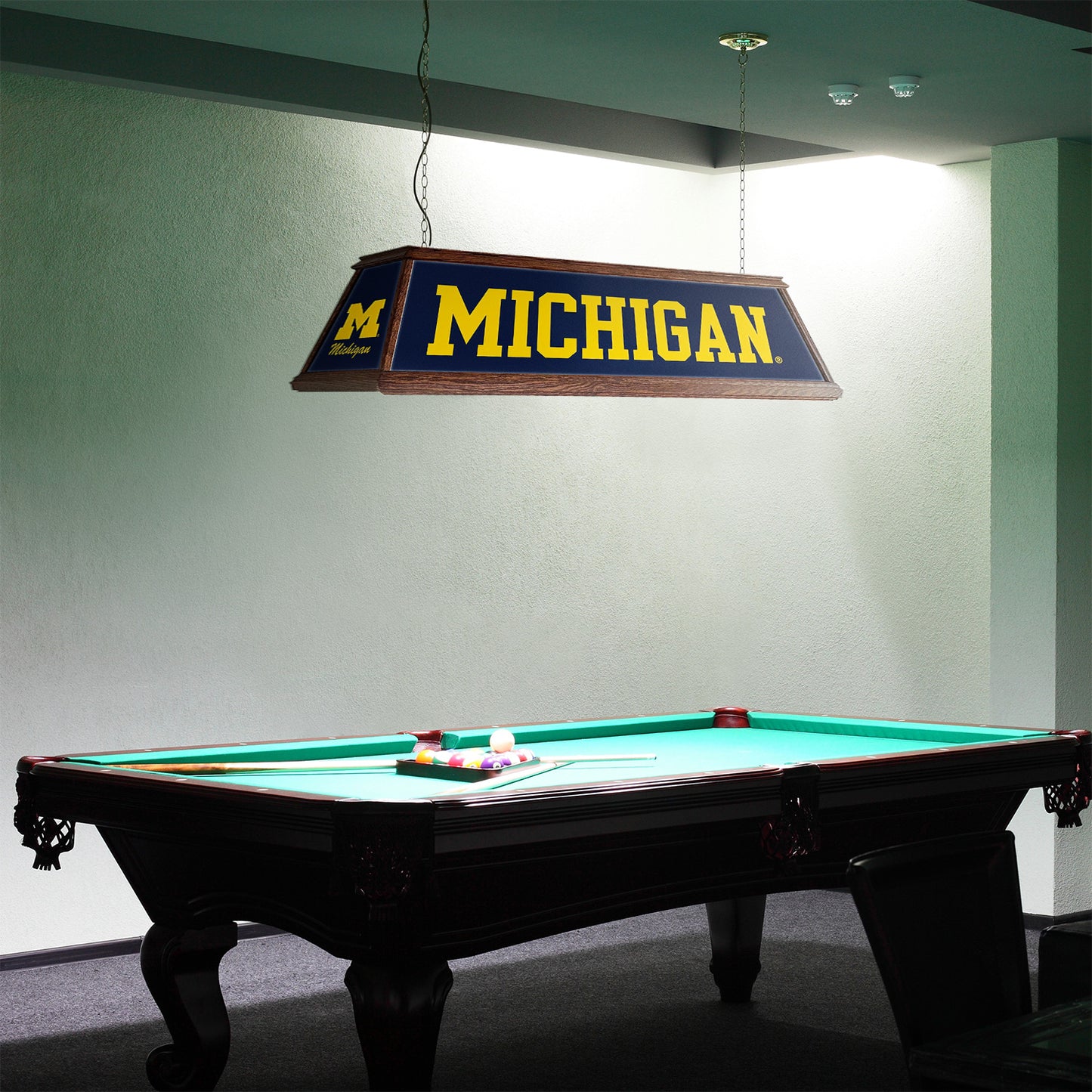 Michigan Wolverines Premium Pool Table Light Room View