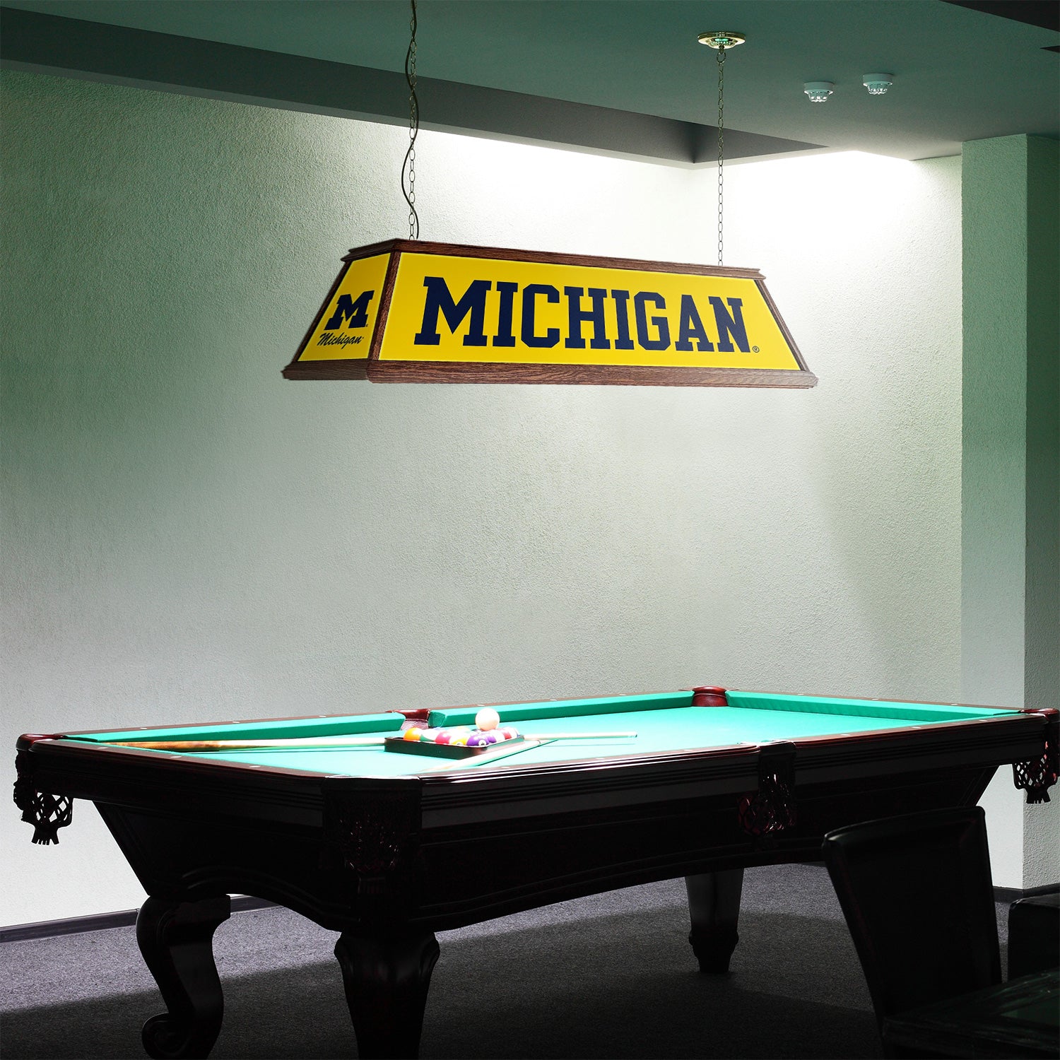 Michigan Wolverines Premium Pool Table Light Room View