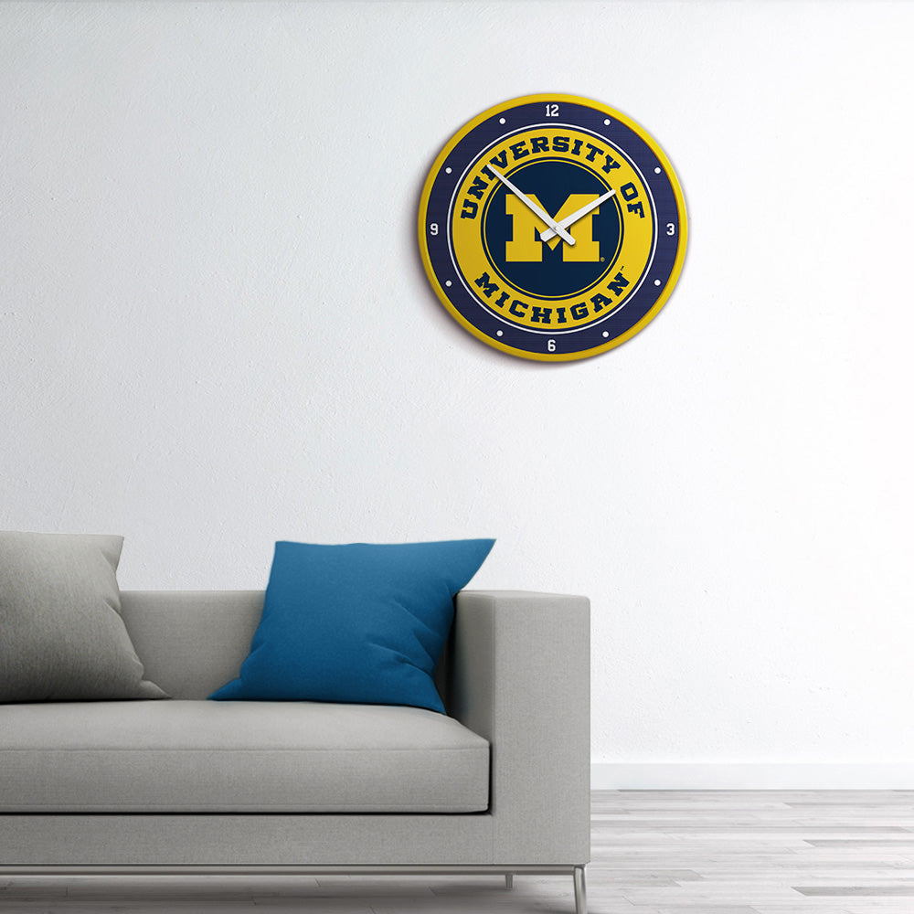 Michigan Wolverines Round Wall Clock Room View