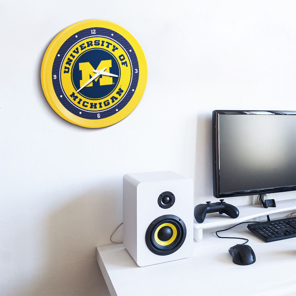 Michigan Wolverines Ribbed Wall Clock Room View