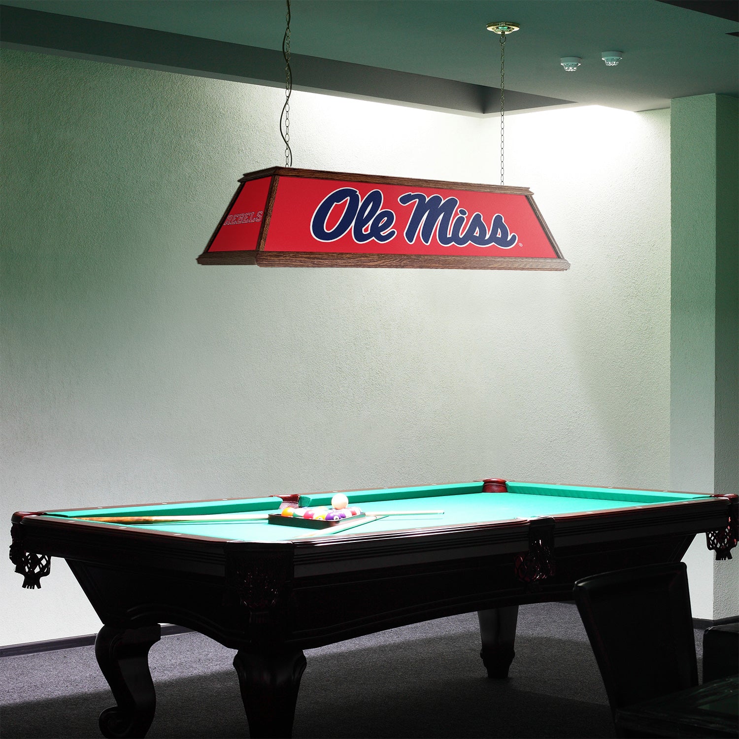 Mississippi Rebels Premium Pool Table Light Room View