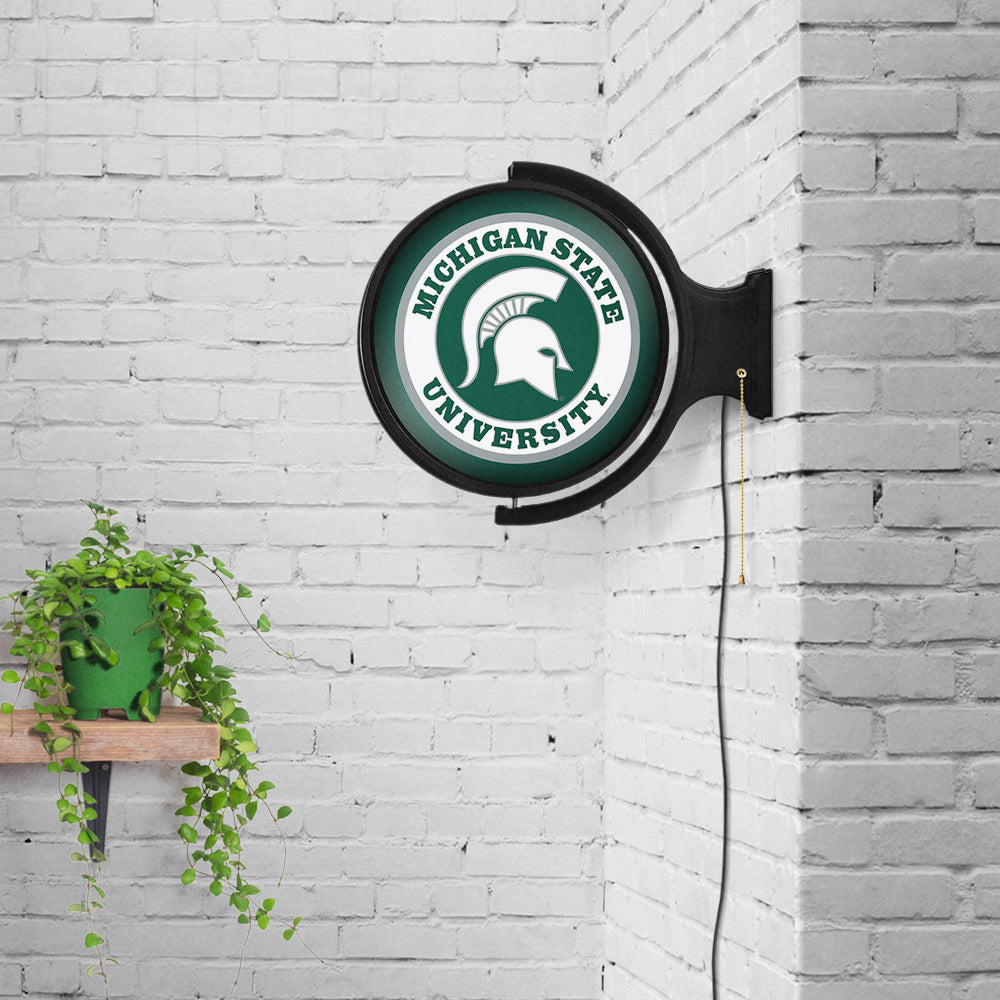 Michigan State Spartans Round Rotating Wall Sign Room View