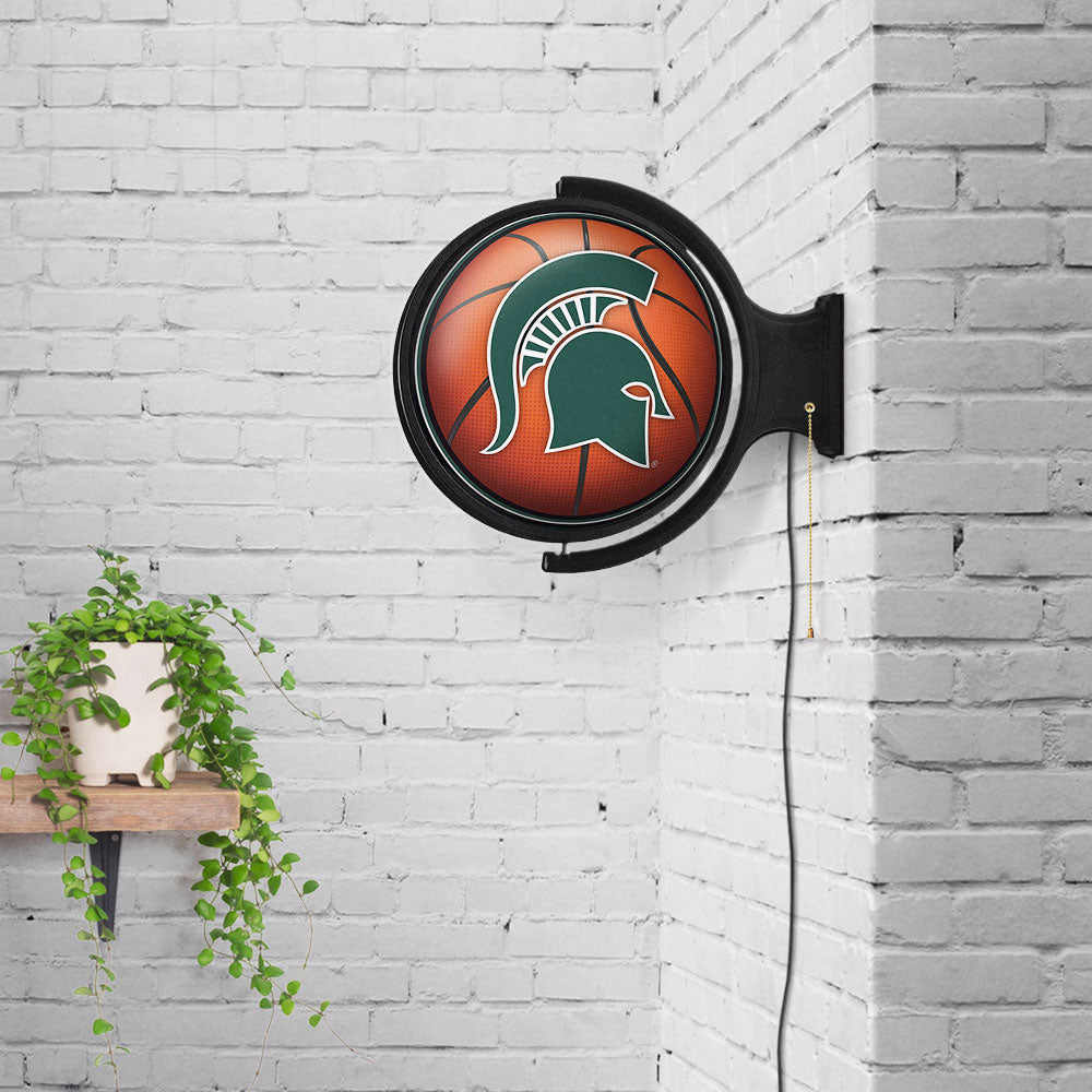 Michigan State Spartans Round Basketball Rotating Wall Sign Room View