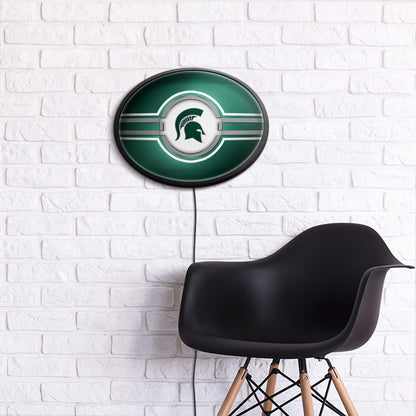 Michigan State Spartans Slimline Oval Lighted Wall Sign Room View