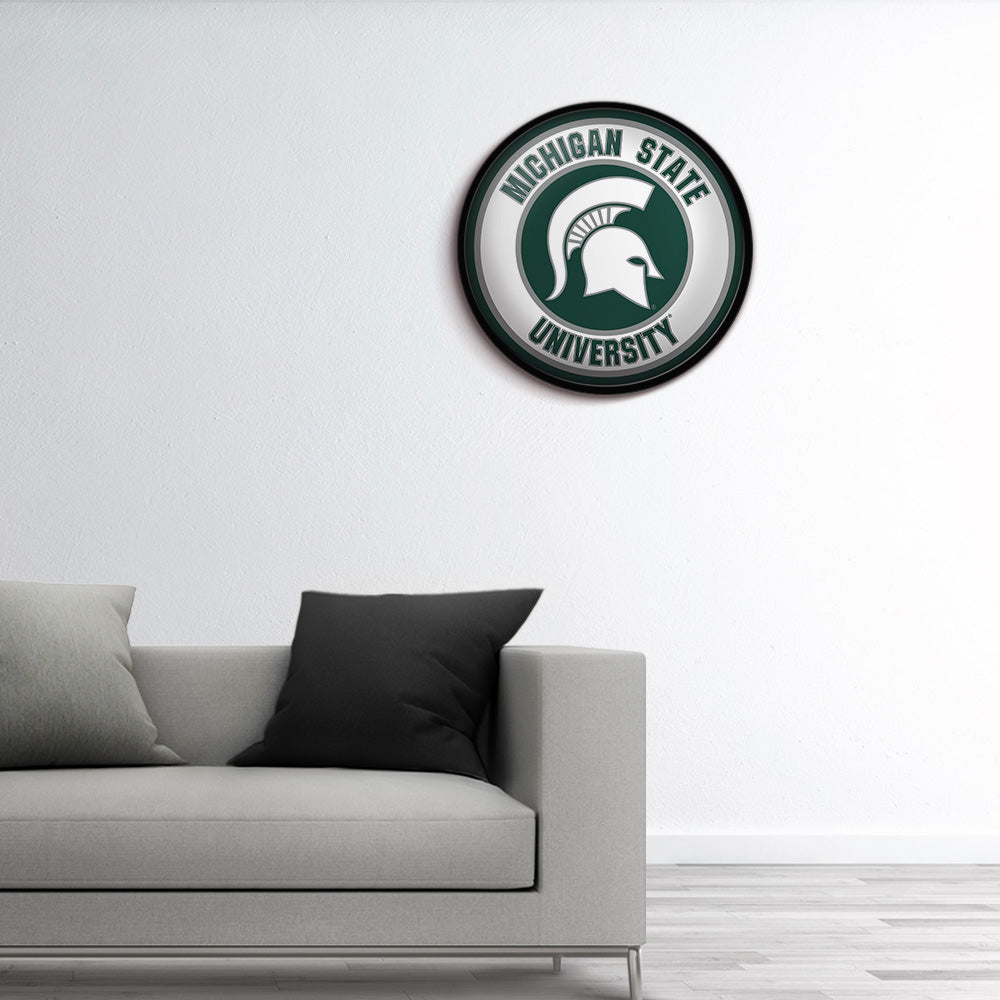 Michigan State Spartans Modern Disc Wall Sign Room View