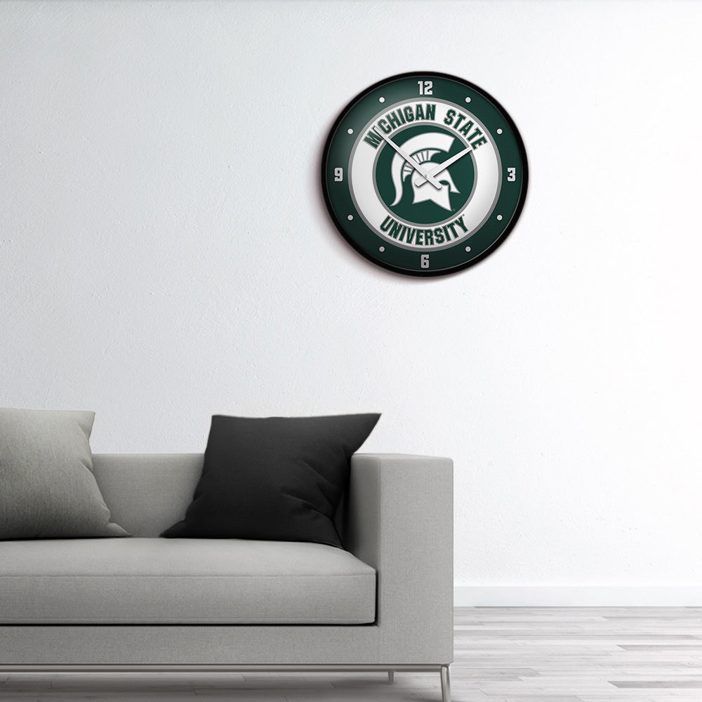 Michigan State Spartans Round Wall Clock Room View