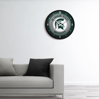 Michigan State Spartans Round Wall Clock Room View
