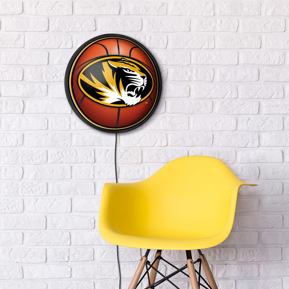 Missouri Tigers Basketball Slimline Round Lighted Wall Sign Room View