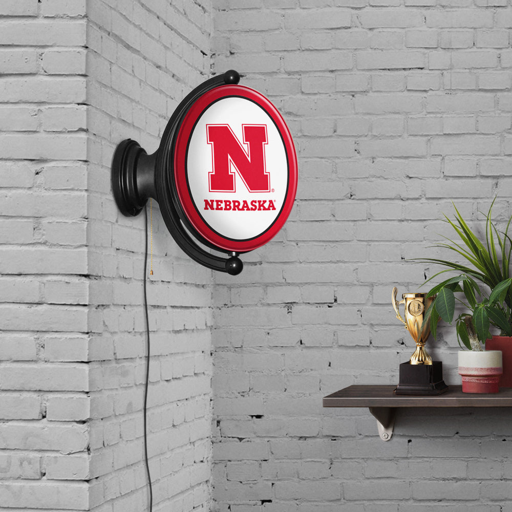Nebraska Cornhuskers Oval Rotating Wall Sign Room View