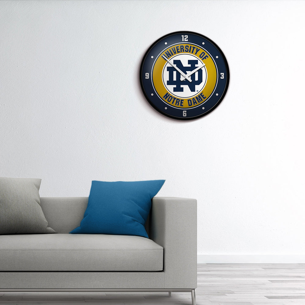 Notre Dame Fighting Irish Round Wall Clock Room View