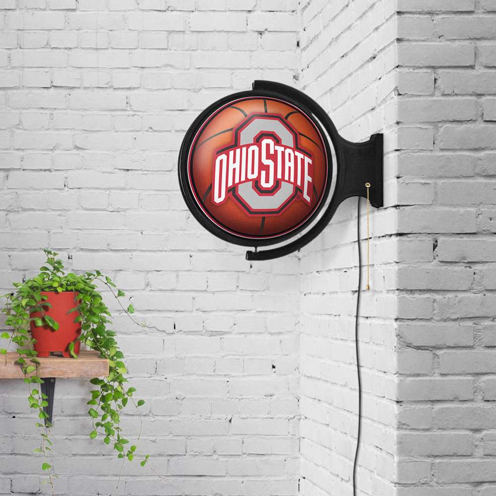 Ohio State Buckeyes Round Basketball Rotating Wall Sign Room View