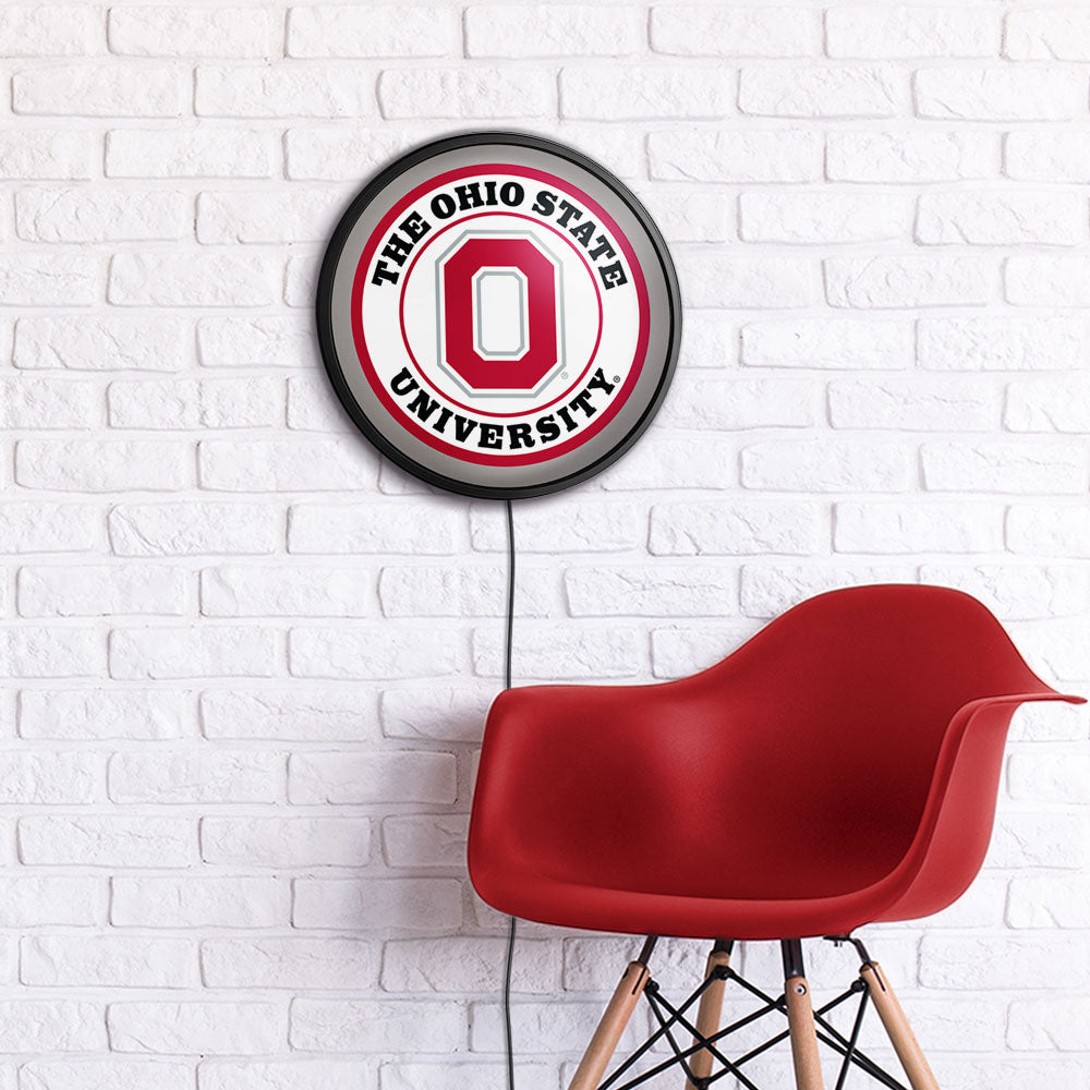 Ohio State Buckeyes Slimline Round Lighted Wall Sign Room View