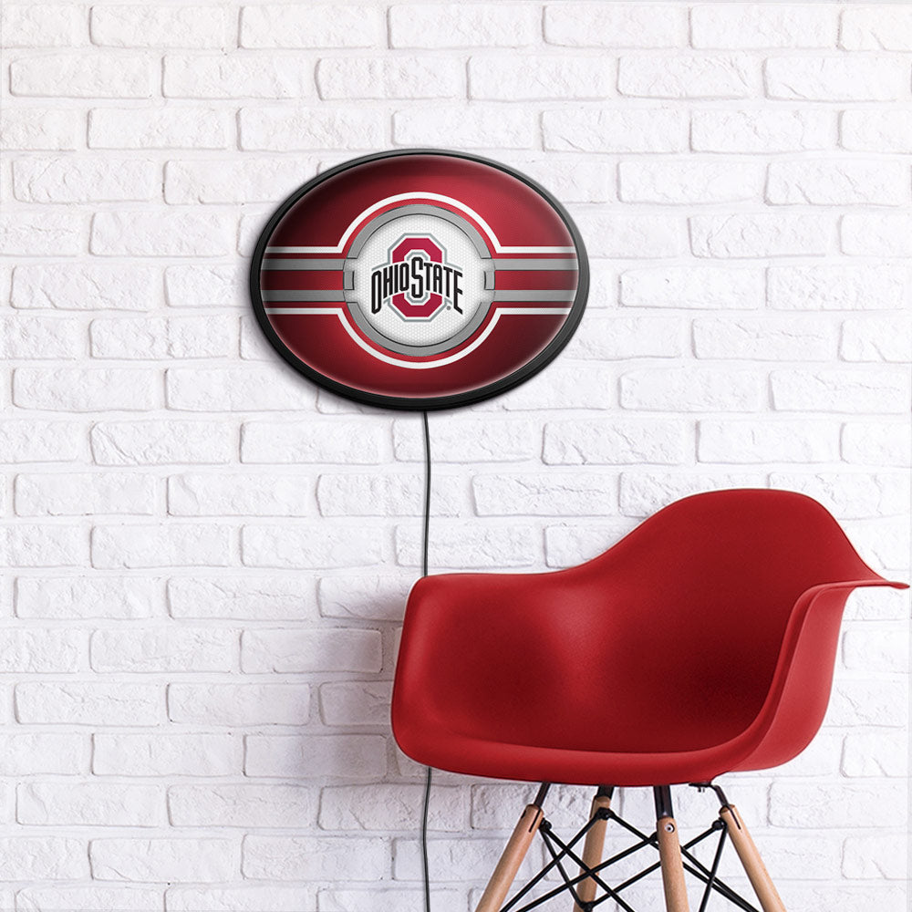 Ohio State Buckeyes Slimline Oval Lighted Wall Sign Room View