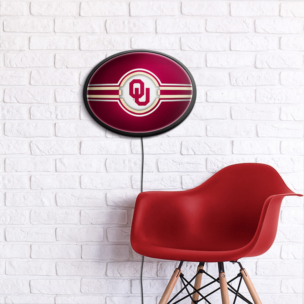 Oklahoma Sooners Slimline Oval Lighted Wall Sign Room View