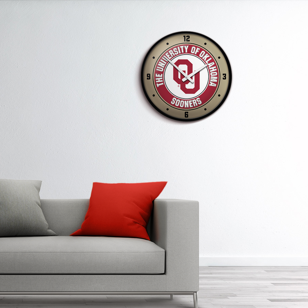 Oklahoma Sooners Round Wall Clock Room View