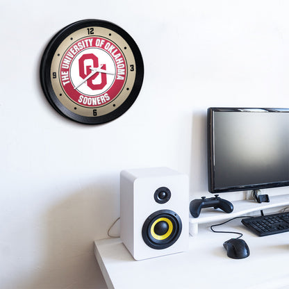 Oklahoma Sooners Ribbed Wall Clock Room View