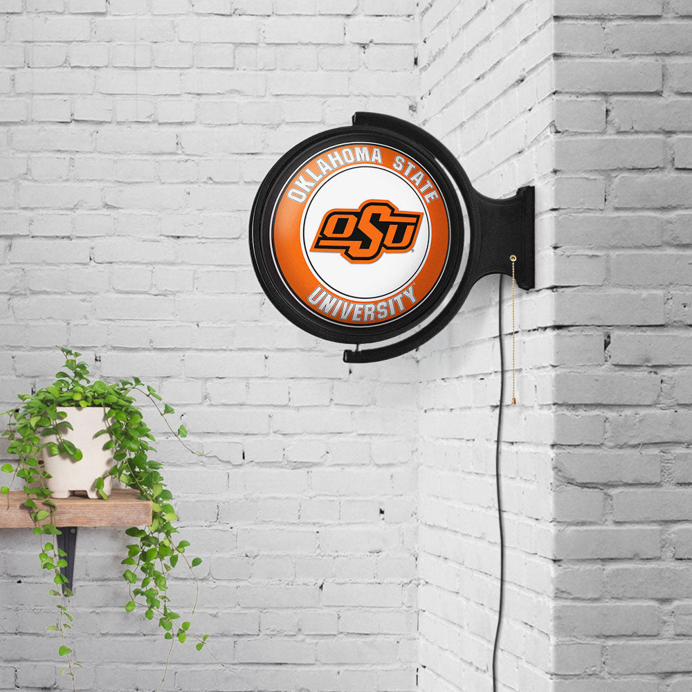 Oklahoma State Cowboys Round Rotating Wall Sign Room View