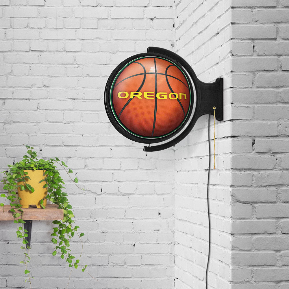 Oregon Ducks Round Basketball Rotating Wall Sign Room View