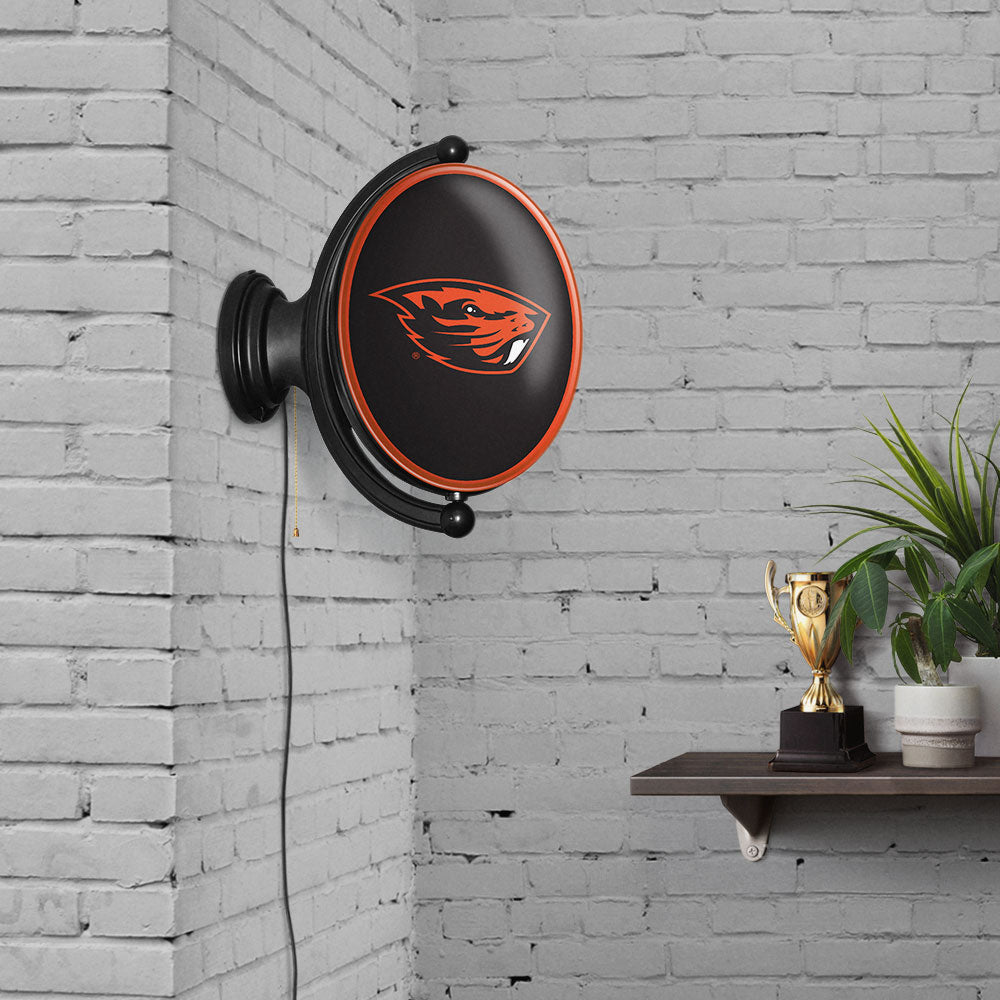 Oregon State Beavers Oval Rotating Wall Sign Room View