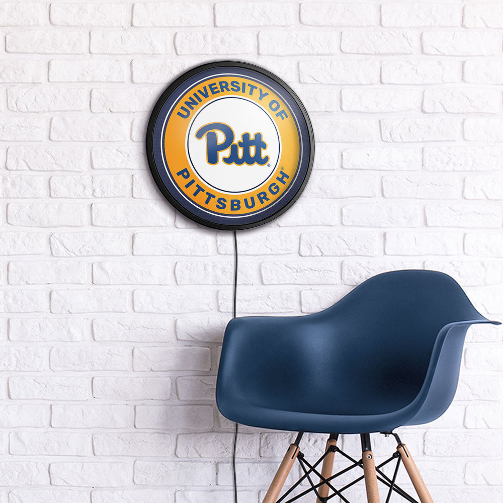 Pittsburgh Panthers Slimline Round Lighted Wall Sign Room View