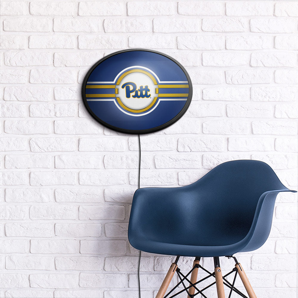 Pittsburgh Panthers Slimline Oval Lighted Wall Sign Room View
