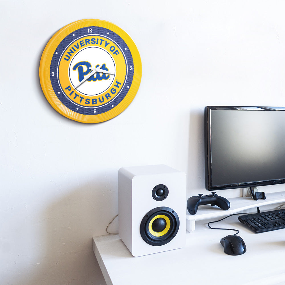 Pittsburgh Panthers Ribbed Wall Clock Room View