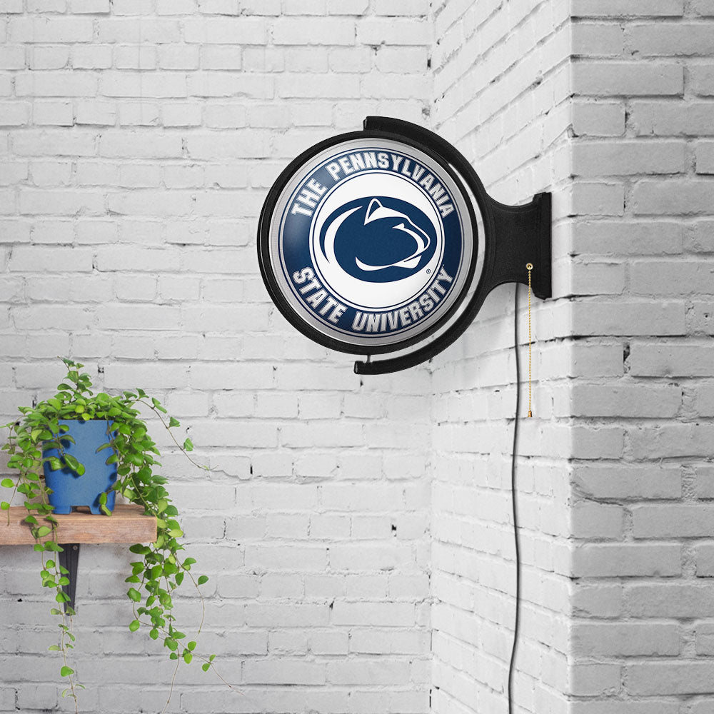 Penn State Nittany Lions Round Rotating Wall Sign Room View Blue / White