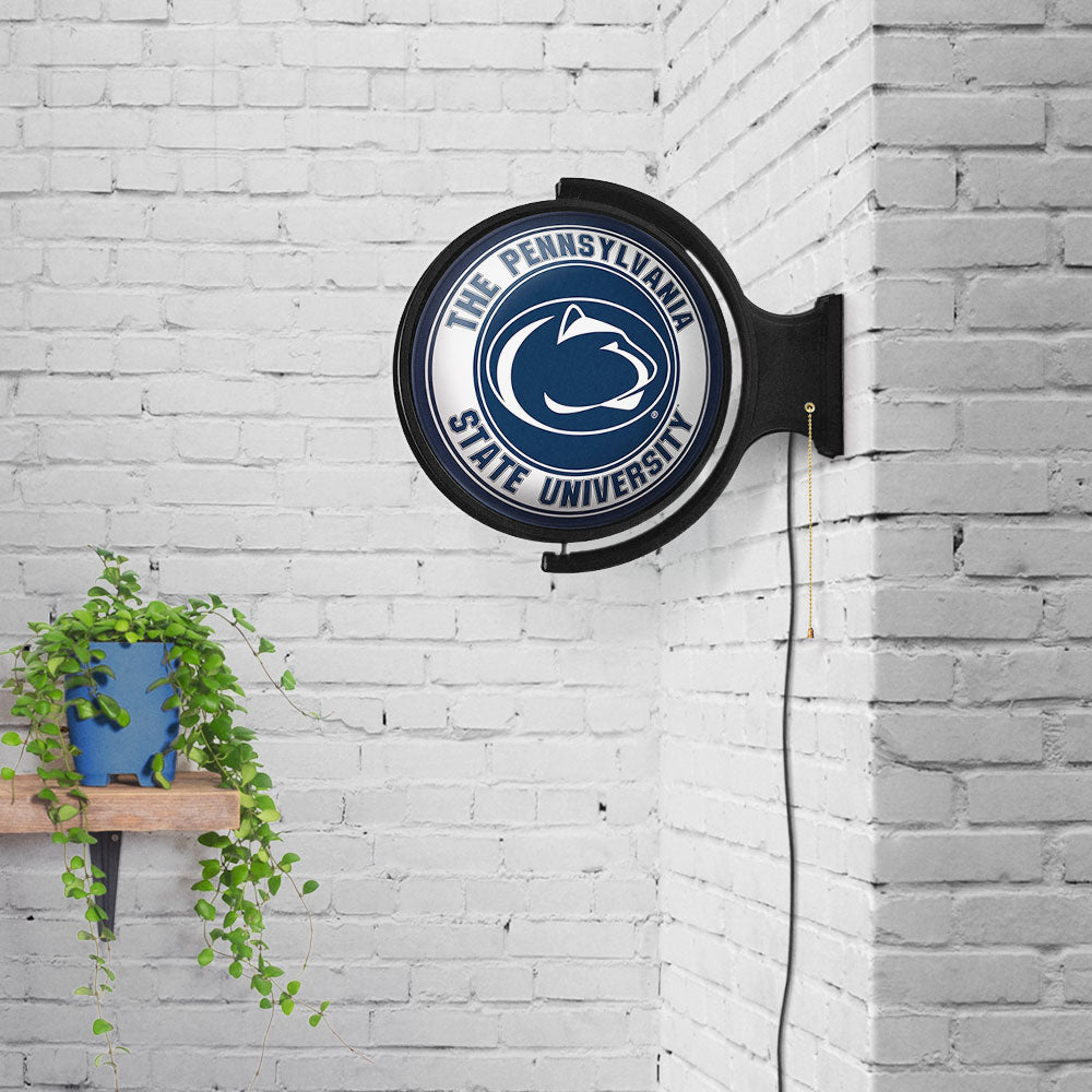 Penn State Nittany Lions Round Rotating Wall Sign Room View White / Blue