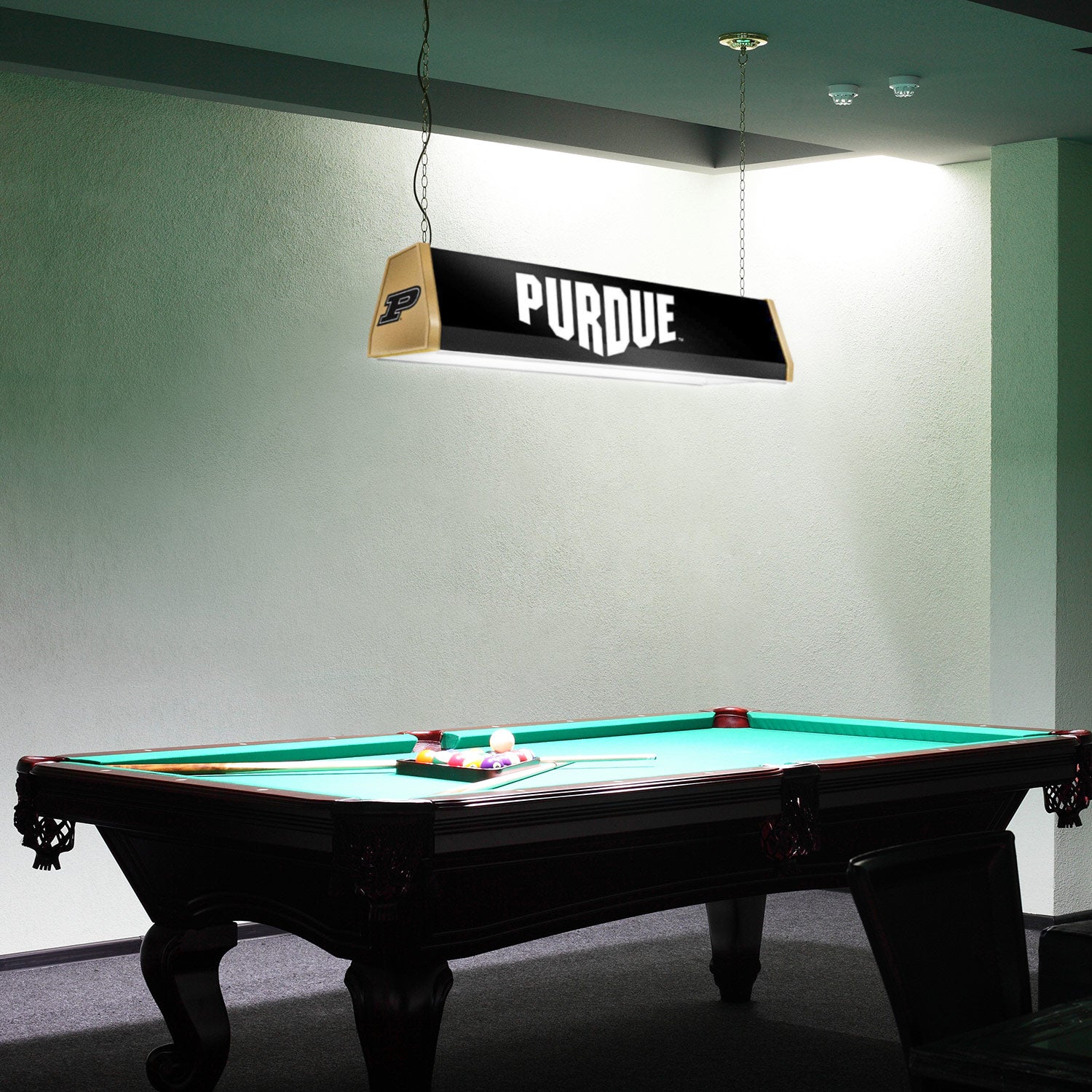 Purdue Boilermakers Standard Pool Table Light Room View