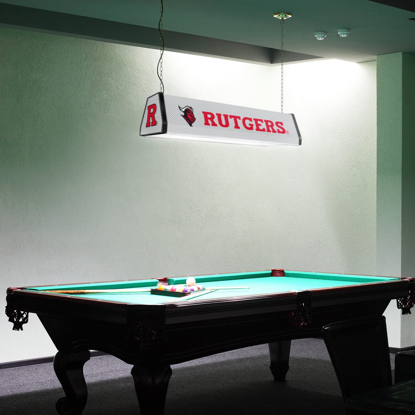 Rutgers Scarlet Knights Standard Pool Table Light Room View