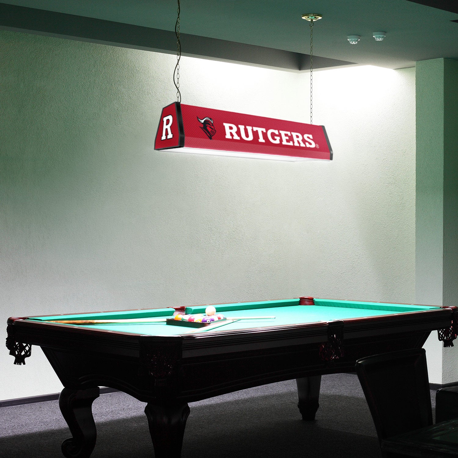 Rutgers Scarlet Knights Standard Pool Table Light Room View