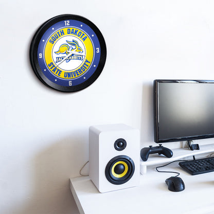 South Dakota State JackRabbits Ribbed Wall Clock Room View