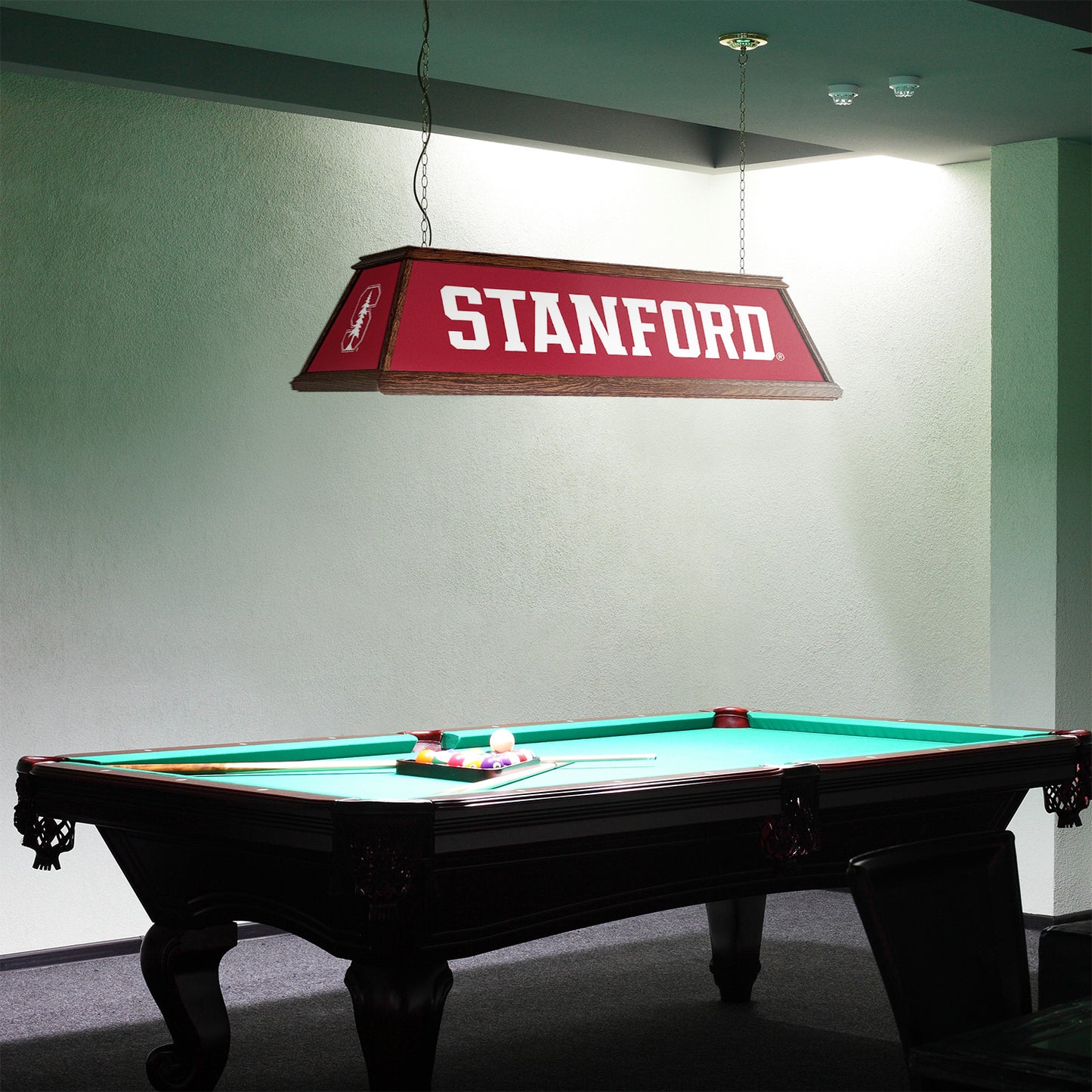 Stanford Cardinal Premium Pool Table Light Room View