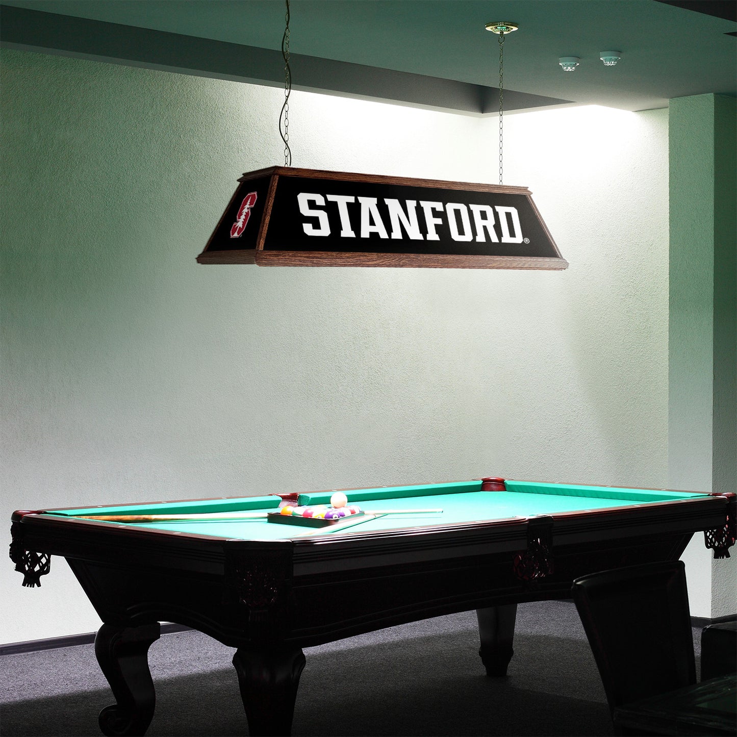 Stanford Cardinal Premium Pool Table Light Room View