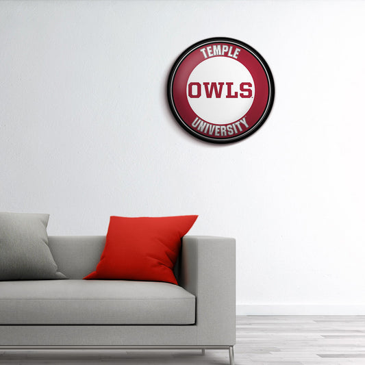 Temple Owls Modern Disc Wall Sign Room View