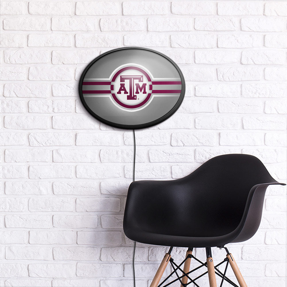 Texas A&M Aggies Slimline Oval Lighted Wall Sign Room View