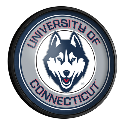 Connecticut Huskies Slimline Round Lighted Wall Sign Room View