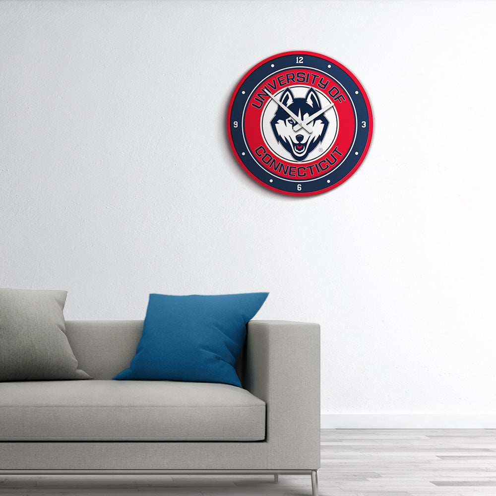 Connecticut Huskies Round Wall Clock Room View