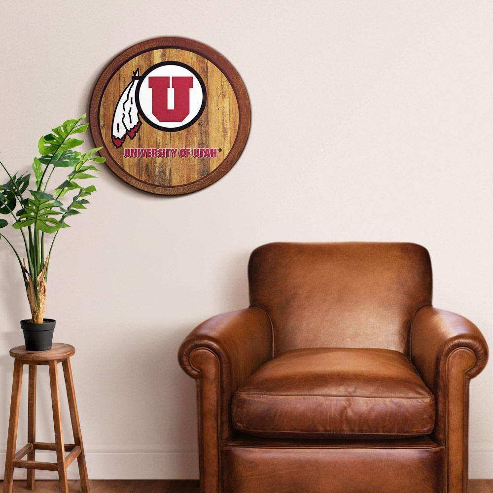 Utah Utes Barrel Top Sign Room View