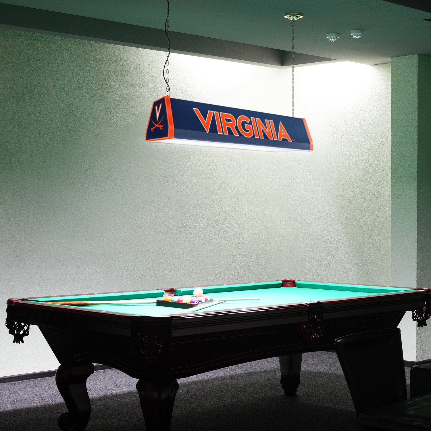 Virginia Cavaliers Standard Pool Table Light Room View