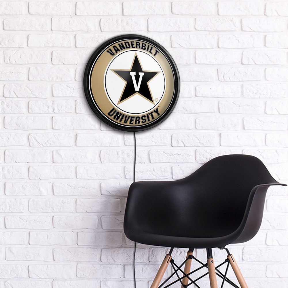 Vanderbilt Commodores Slimline Round Lighted Wall Sign Room View