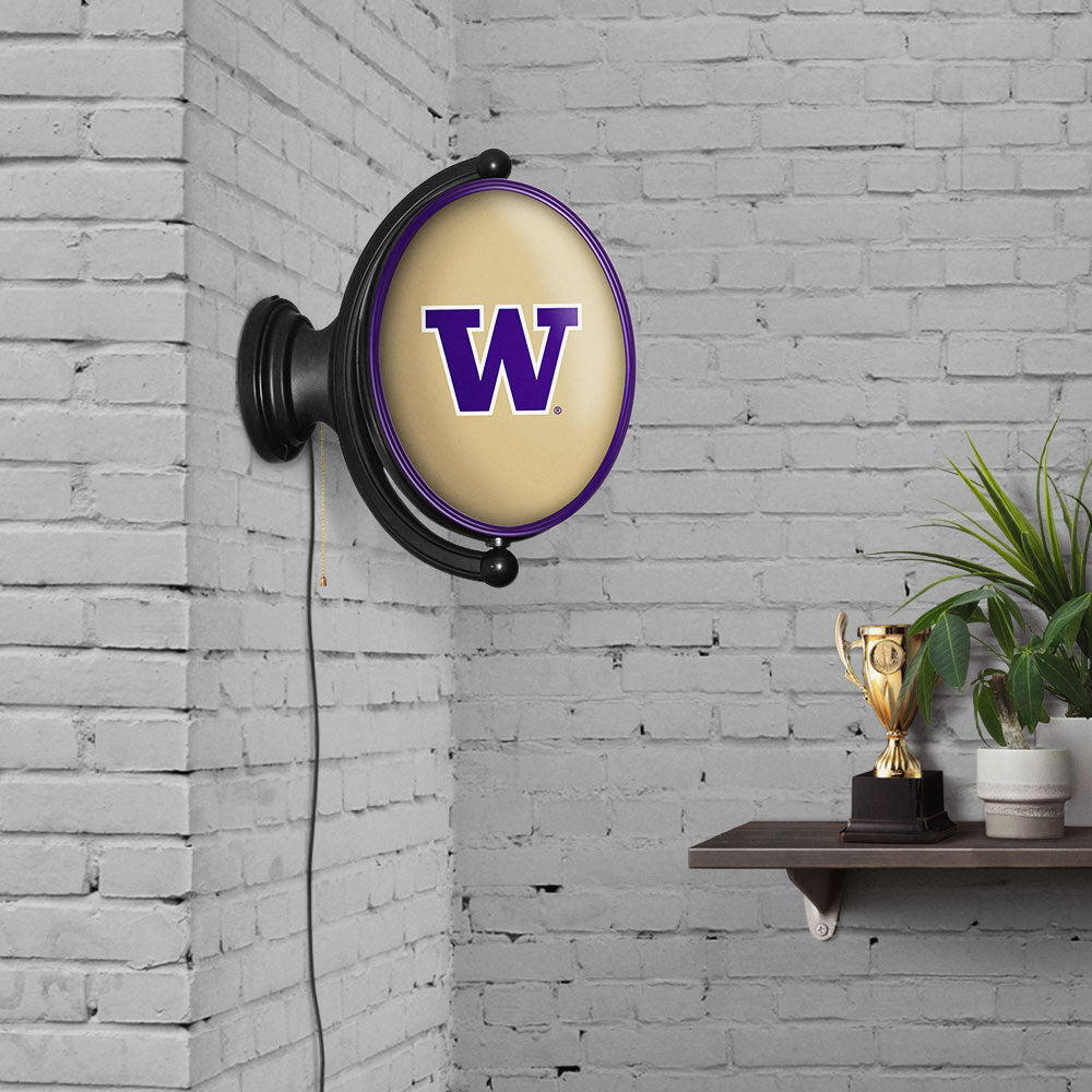 Washington Huskies Oval Rotating Wall Sign Room View