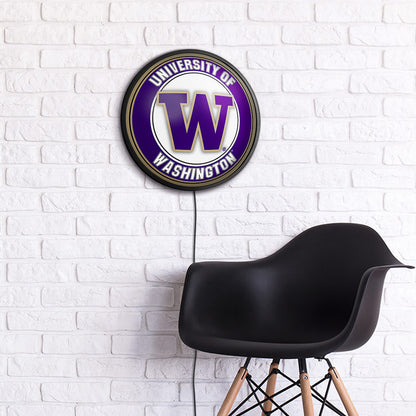 Washington Huskies Slimline Round Lighted Wall Sign Room View