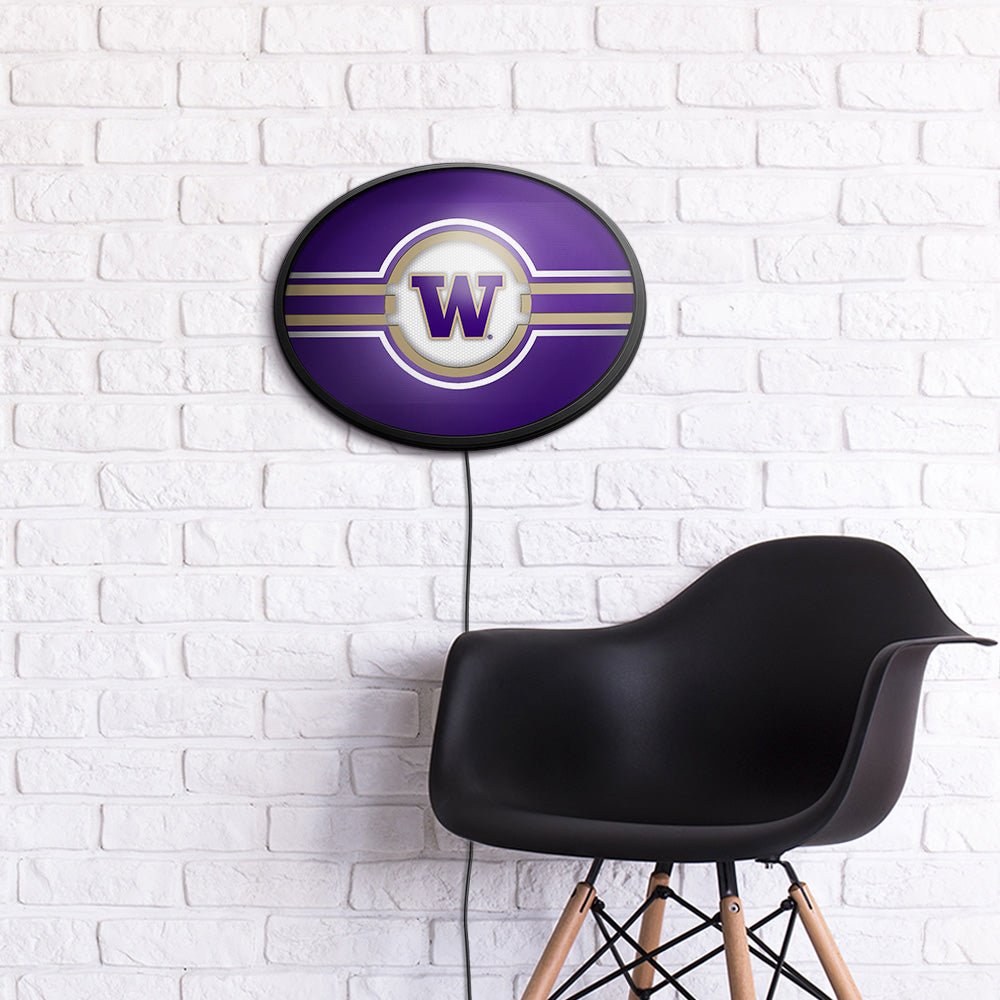 Washington Huskies Slimline Oval Lighted Wall Sign Room View