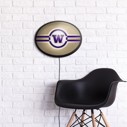 Washington Huskies Slimline Oval Lighted Wall Sign Room View