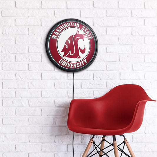 Washington State Cougars Slimline Round Lighted Wall Sign Room View