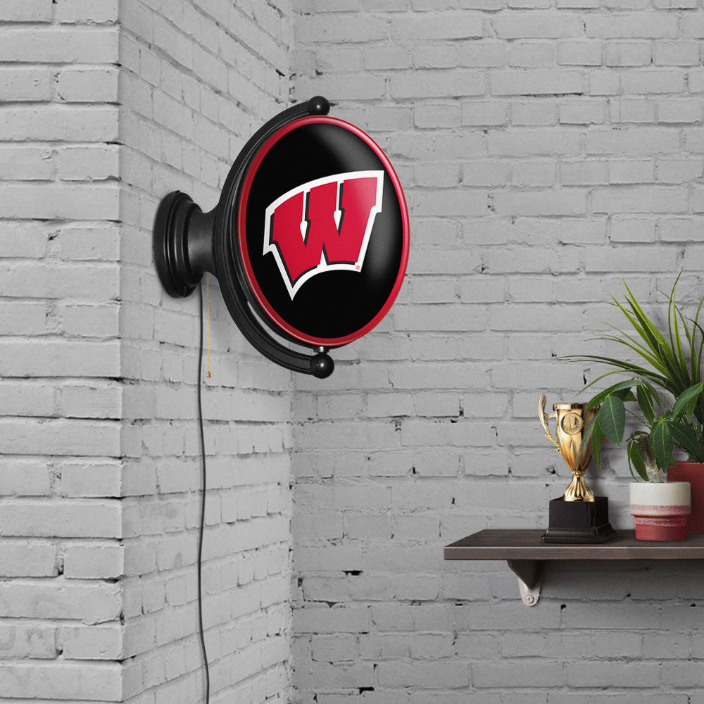 Wisconsin Badgers Oval Rotating Wall Sign Room View